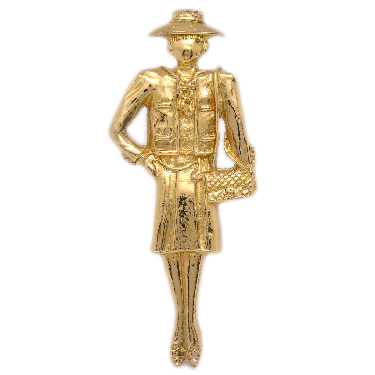 Luxury Chanel Mademoiselle Brooch Pin Corsage Gold