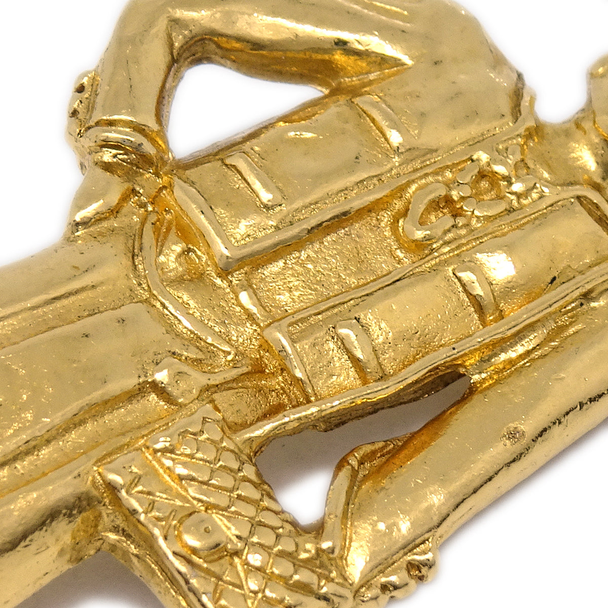 Luxury Chanel Mademoiselle Brooch Pin Corsage Gold