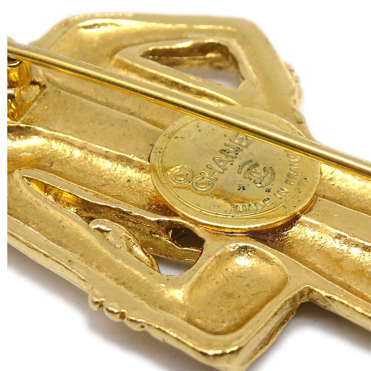 Luxury Chanel Mademoiselle Brooch Pin Corsage Gold