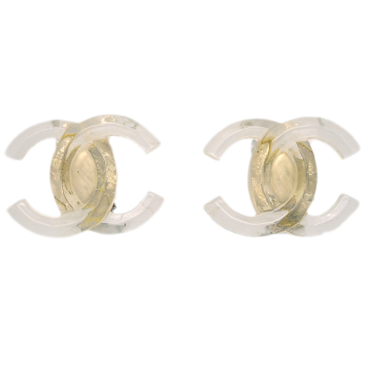 Luxury Chanel CC Earrings Clip-On Clear 02P