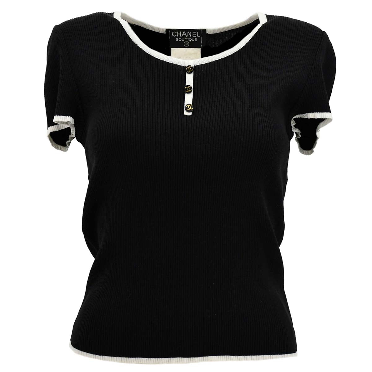 Luxury Chanel Spring 1995 T-shirt Black 95P #42