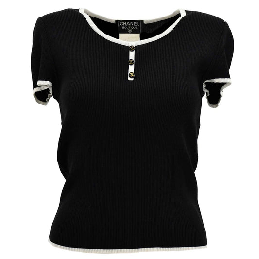 Luxury Chanel Spring 1995 T-shirt Black 95P #42
