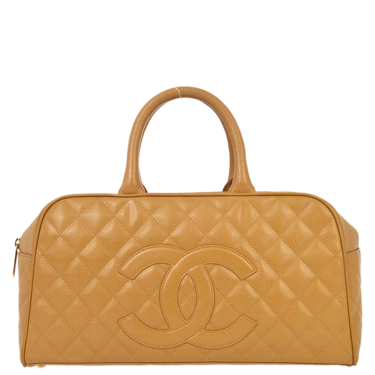 Luxury Chanel 2004-2005 Beige Caviar Bowling Bag 37