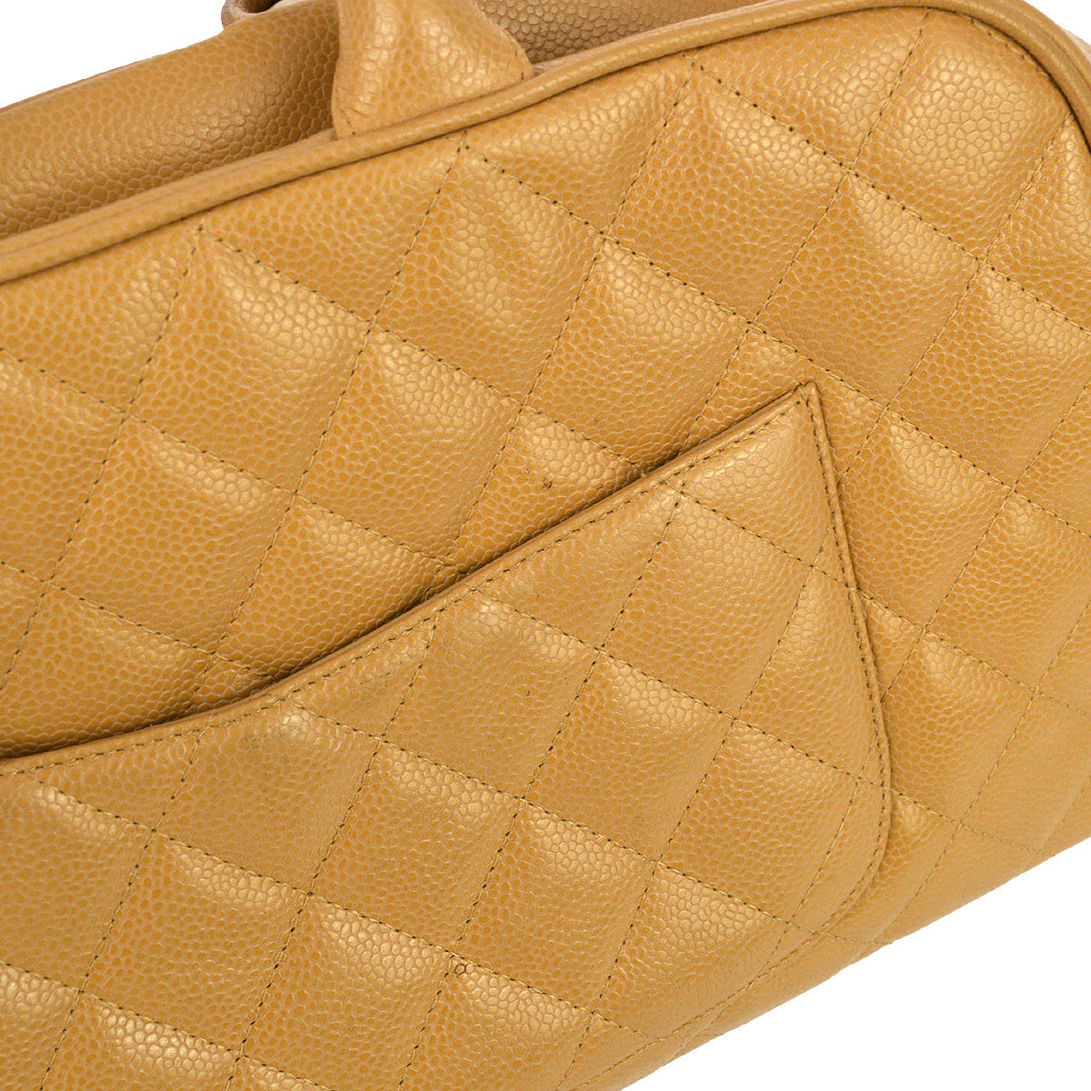 Luxury Chanel 2004-2005 Beige Caviar Bowling Bag 37