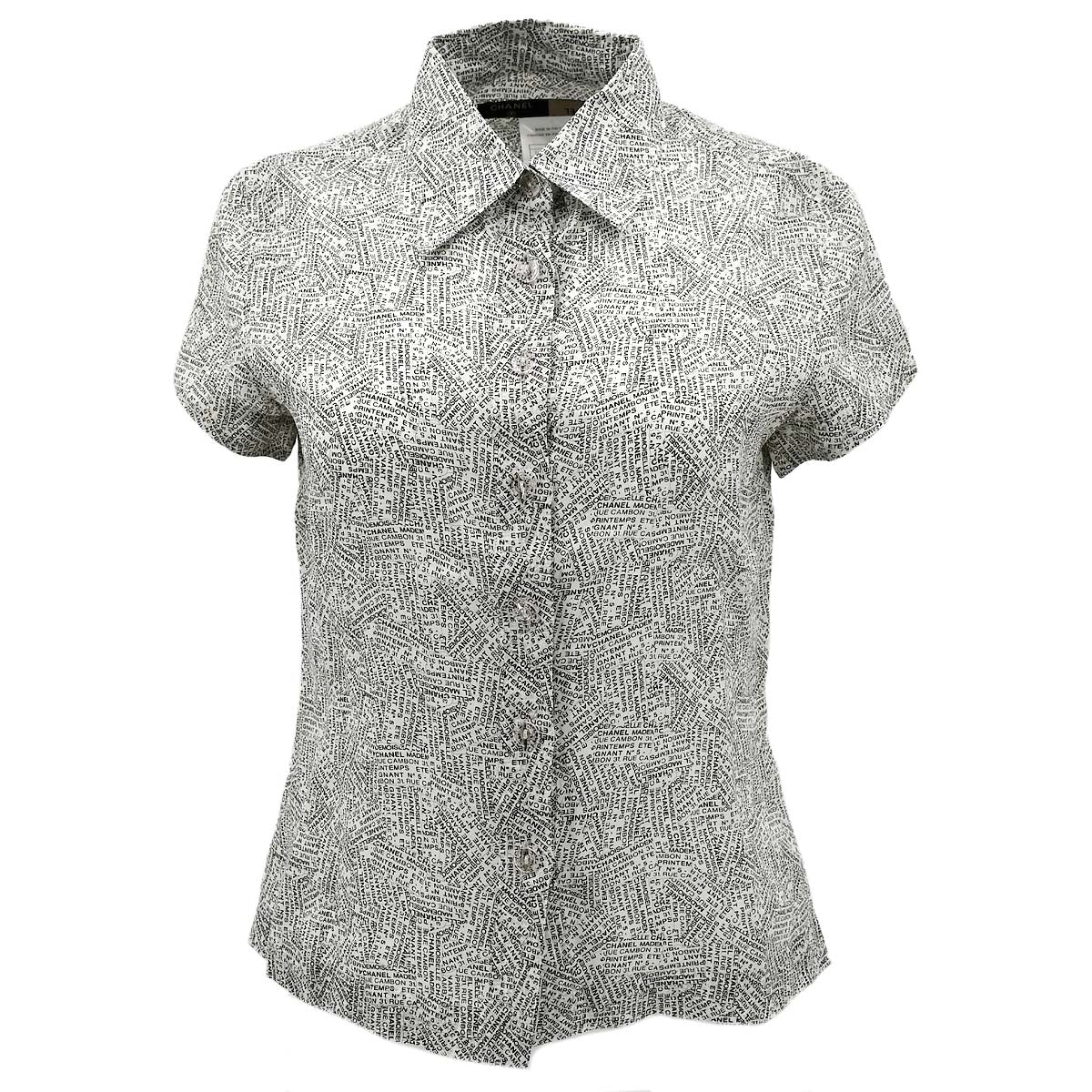 Luxury Chanel Short Sleeve Shirt White Black 99P #36
