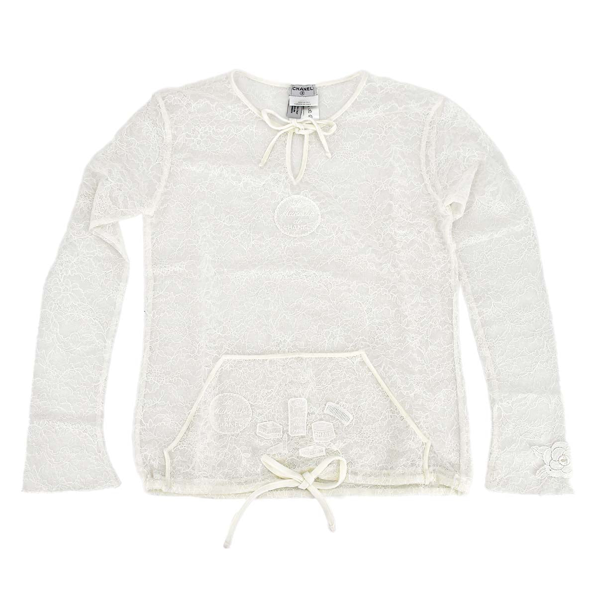 Luxury Chanel Lace Long Sleeve Tops White 04A #38