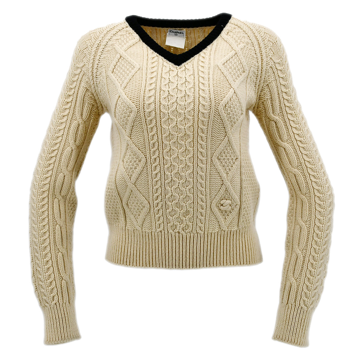 Luxury Chanel Fall 1996 wool fisherman knit jumper #44