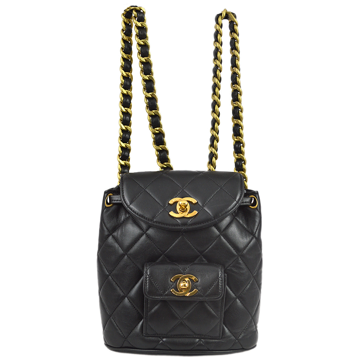 Luxury Chanel 1991-1994 Black Lambskin Small Duma Backpack