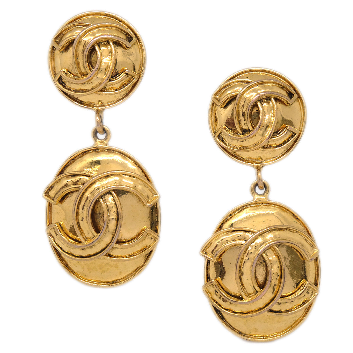 Luxury Chanel Dangle Earrings Clip-On Gold 94P