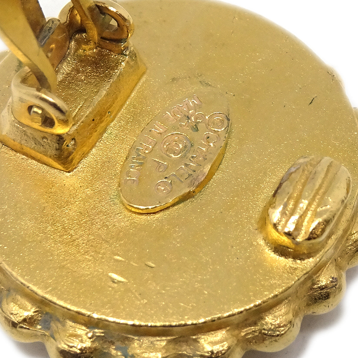 Luxury Chanel 1994 Gold & Black 'CC' Button Earrings