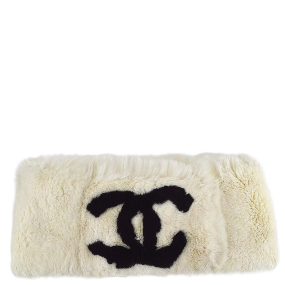 Luxury Chanel Fur Shawl Scarf Stole White Small New
