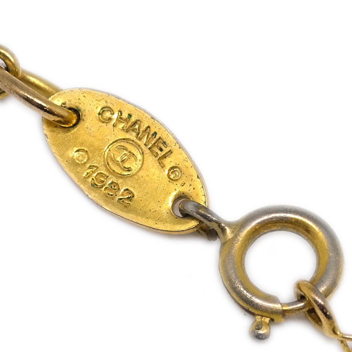 Luxury Chanel Mini CC Chain Pendant Necklace Gold 1982