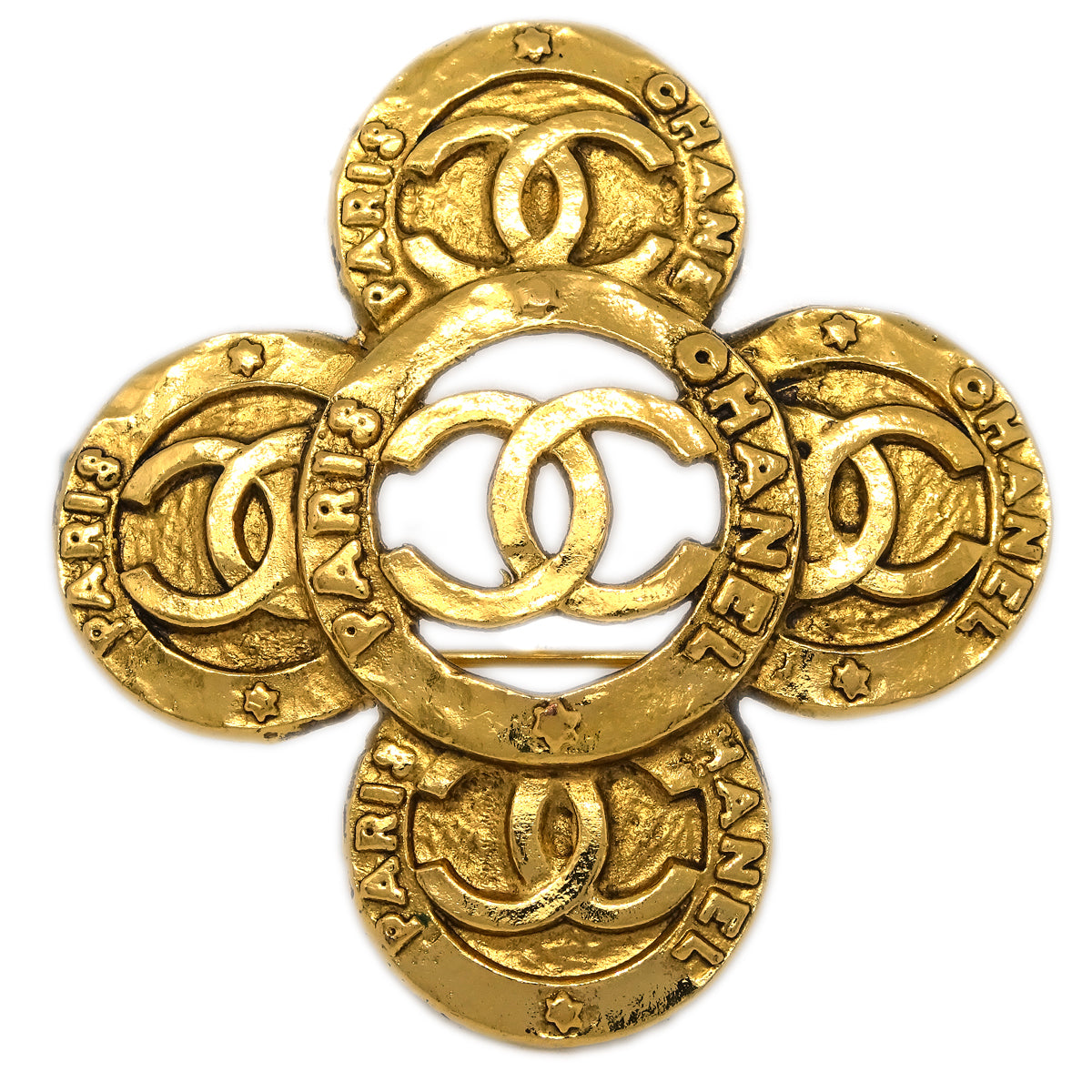 Luxury Chanel 1993 Flower Motif Brooch Pin Gold 28/1231
