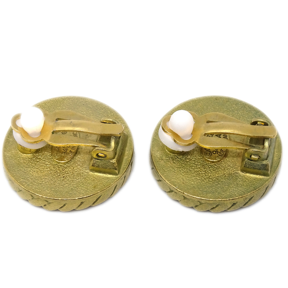 Luxury Chanel 1994 Gold & Black 'CC' Rope Edge Button Earrings