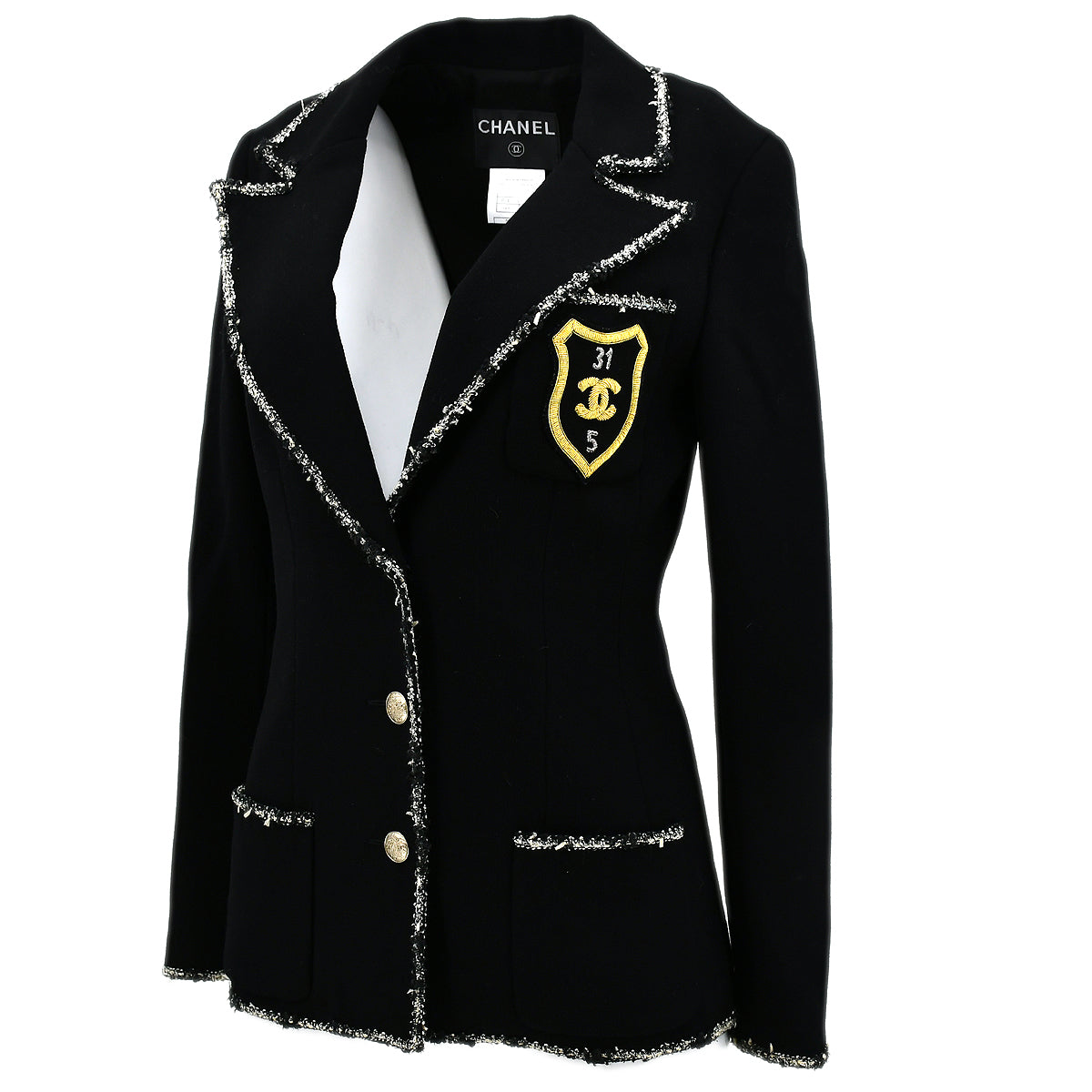 Luxury Chanel Cruise 2005 emblem patch single-breasted blazer #36