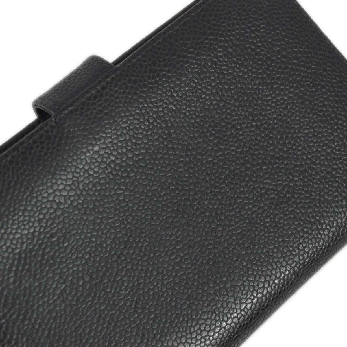 Luxury Chanel 2000-2001 Black Caviar Long Wallet Purse