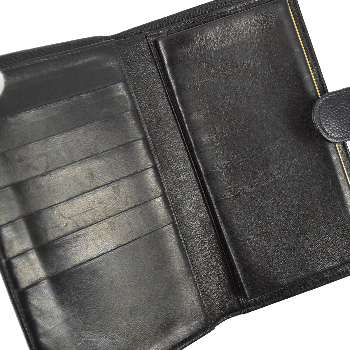 Luxury Chanel 2000-2001 Black Caviar Long Wallet Purse
