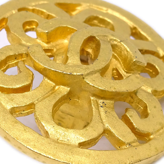 Luxury Chanel Button Earrings Clip-On Gold 95P