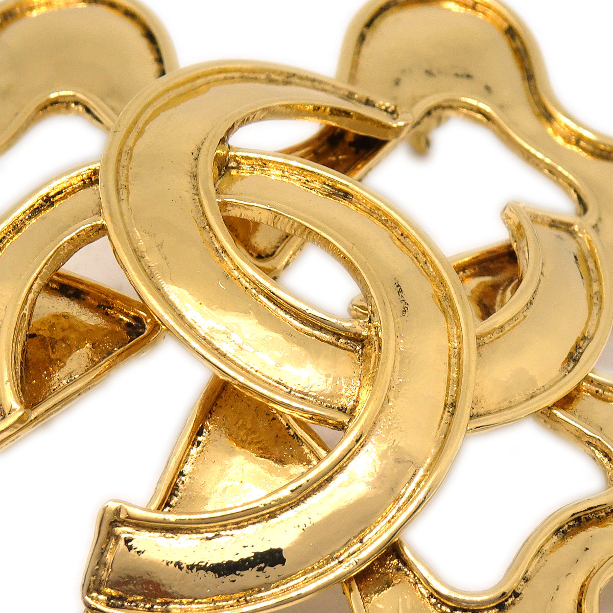 Luxury Chanel Clover Brooch Pin Gold 94P