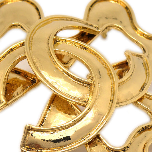 Luxury Chanel Clover Brooch Pin Gold 94P