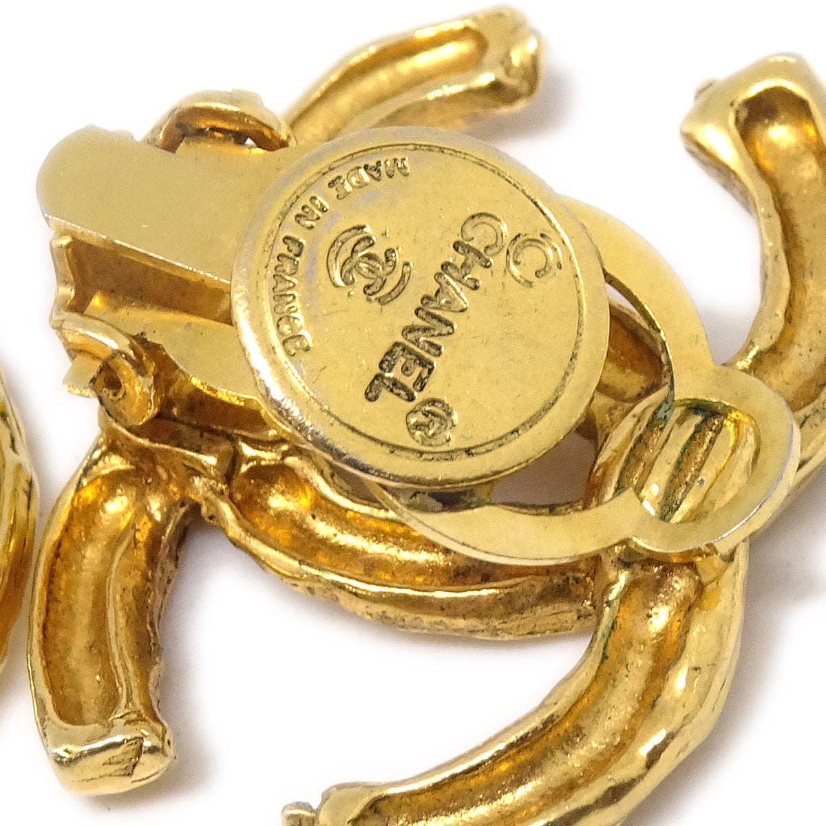 Luxury Chanel CC Earrings Clip-On Gold
