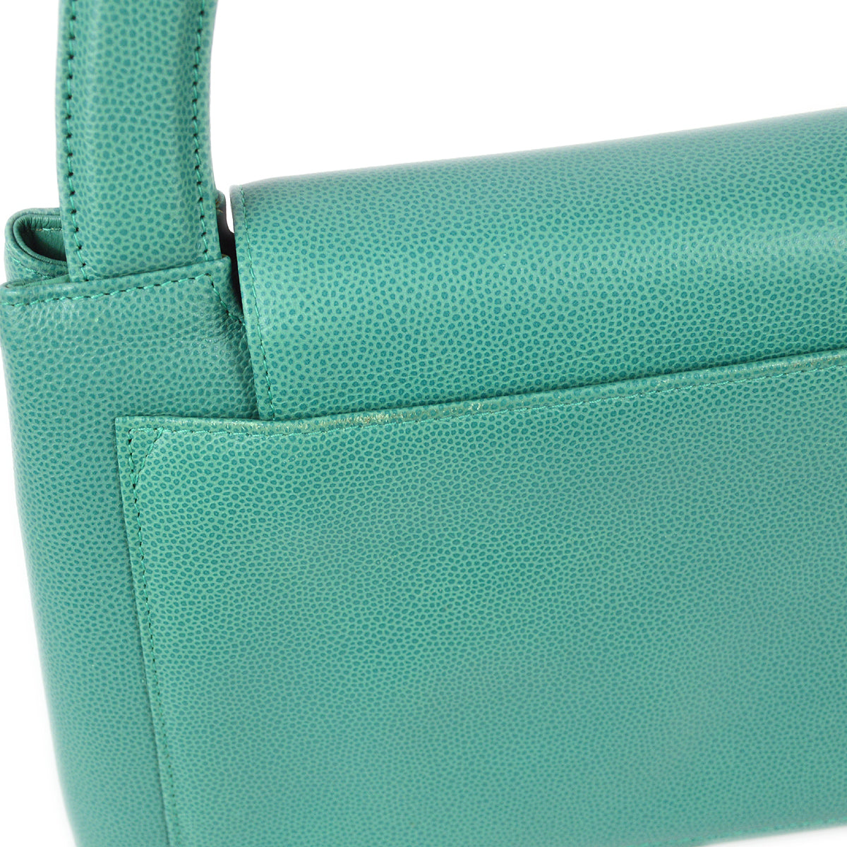 Luxury Chanel 1997-1999 Green Caviar Small Shopping Handbag