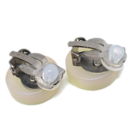 Luxury Chanel Button Earrings Clip-On White 00C