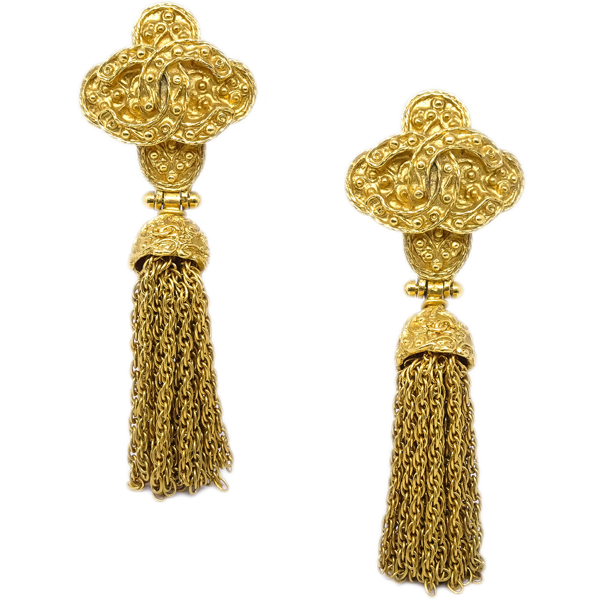 Luxury Chanel 1994 Filigree Earrings Clip-On Gold