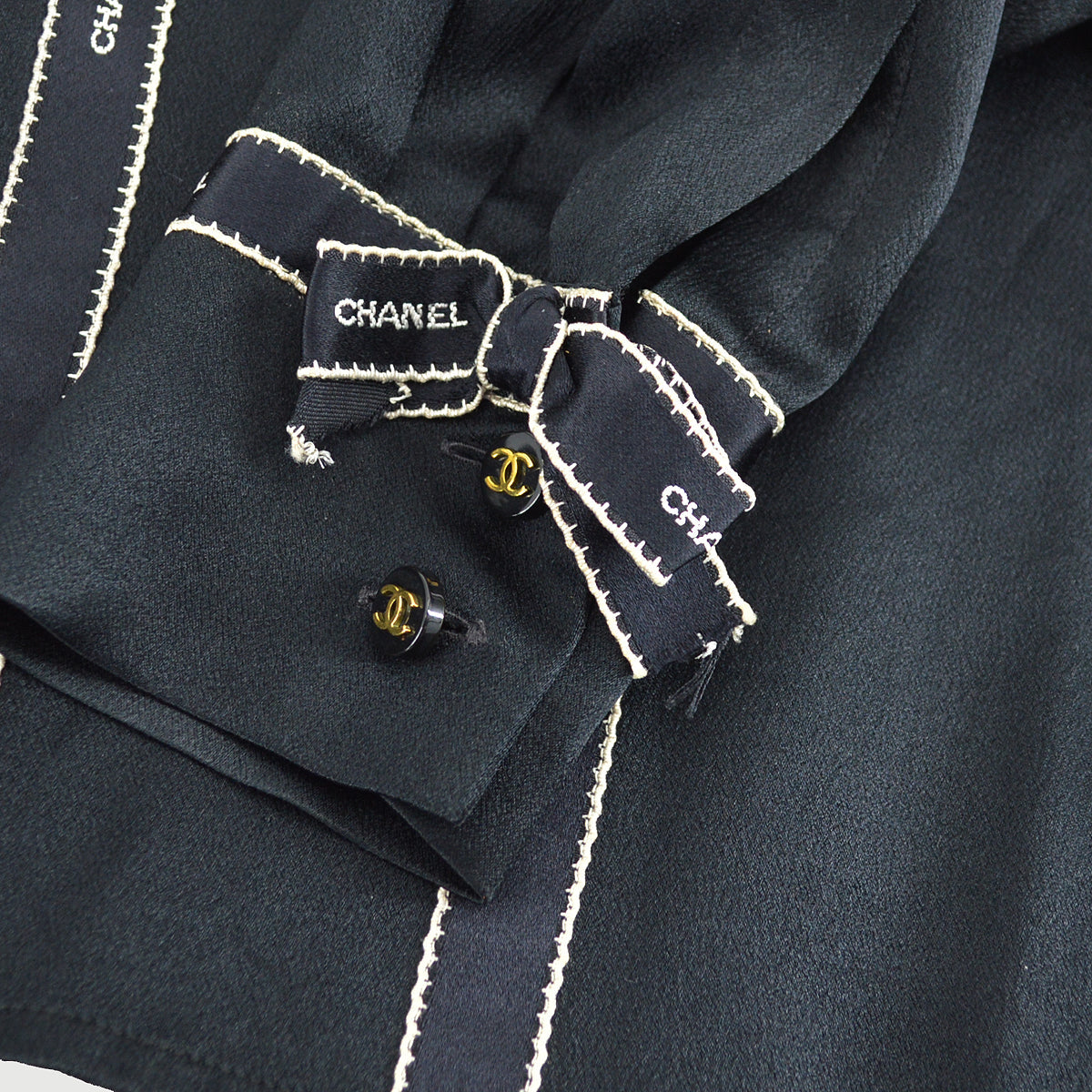 Luxury Chanel Blouse Shirt Black 94A #36
