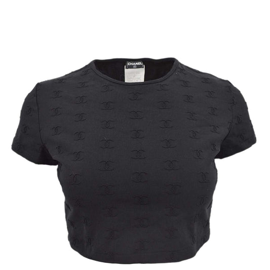 Luxury Chanel spring 1997 CC logo-embroidered cropped T-shirt #42