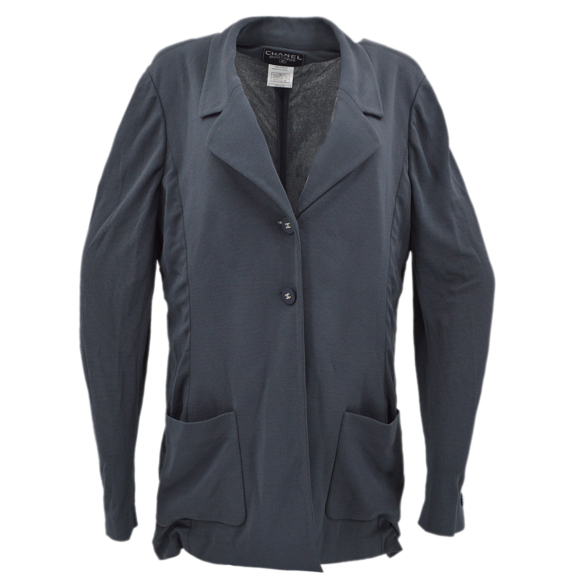 Luxury Chanel Single Breasted Jacket Gray 98C #44