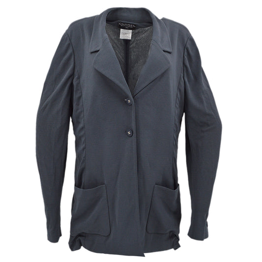 Luxury Chanel Single Breasted Jacket Gray 98C #44