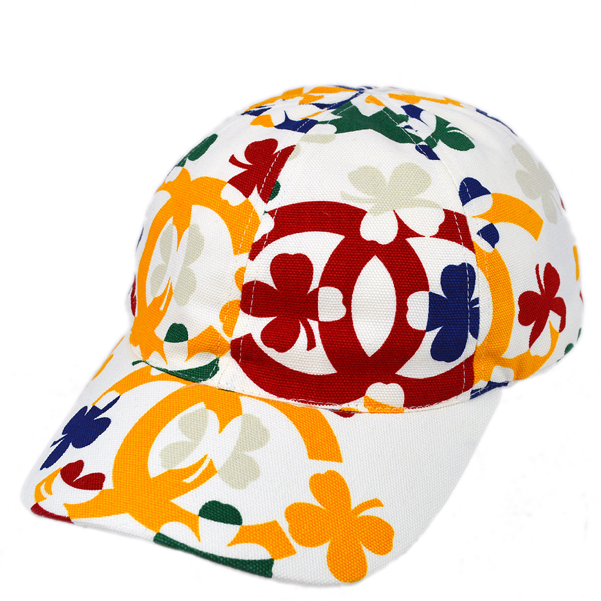 Luxury Chanel White Cap Hat Clover Small New #M