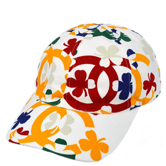 Luxury Chanel White Cap Hat Clover Small New #M