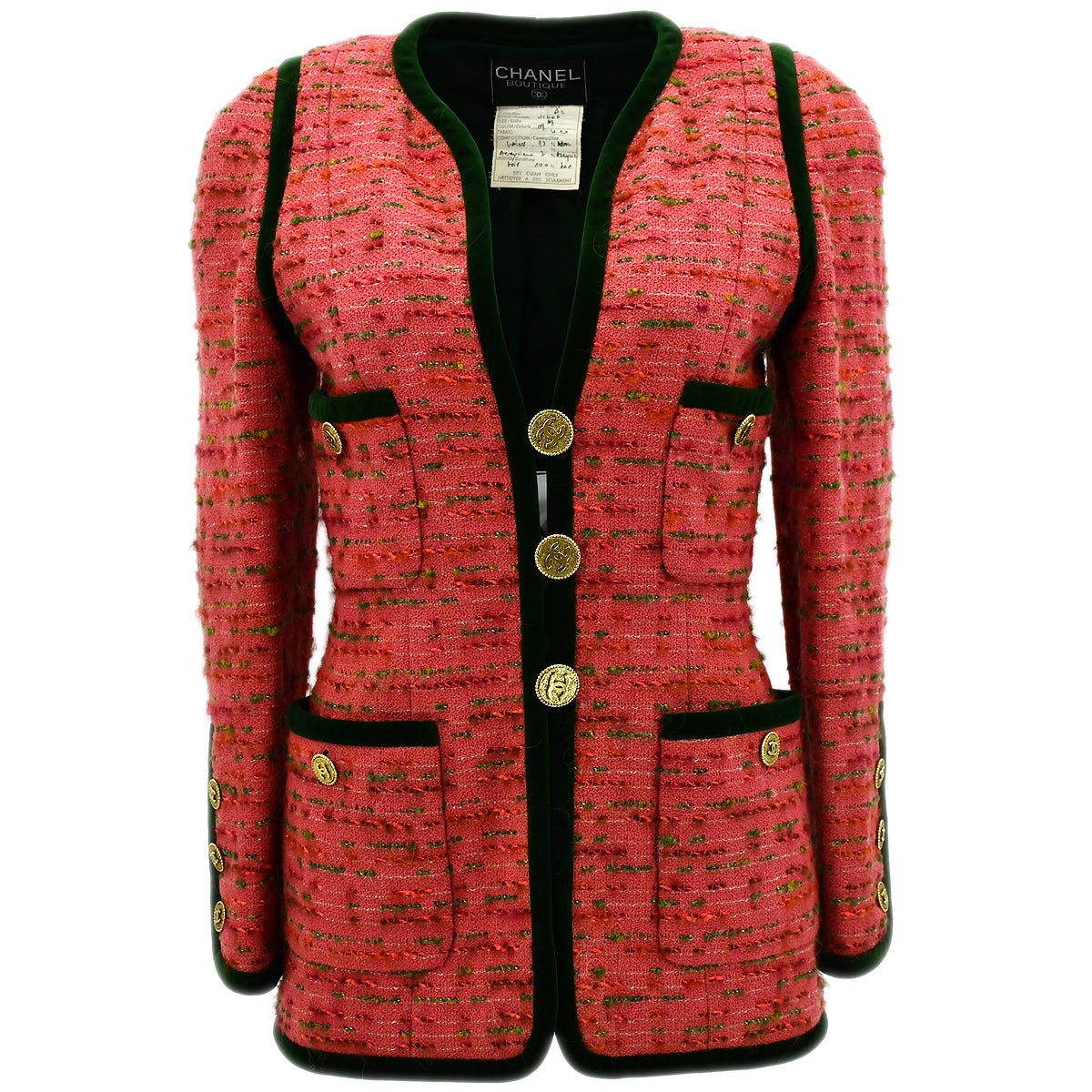 Luxury Chanel Collarless Jacket Pink A2 #38