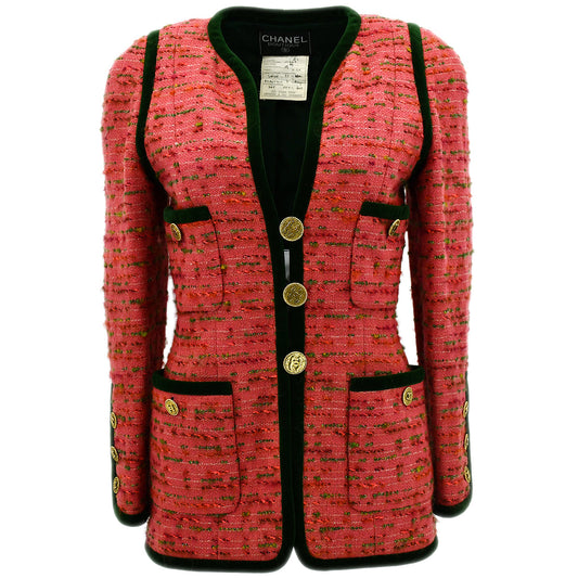 Luxury Chanel Collarless Jacket Pink A2 #38