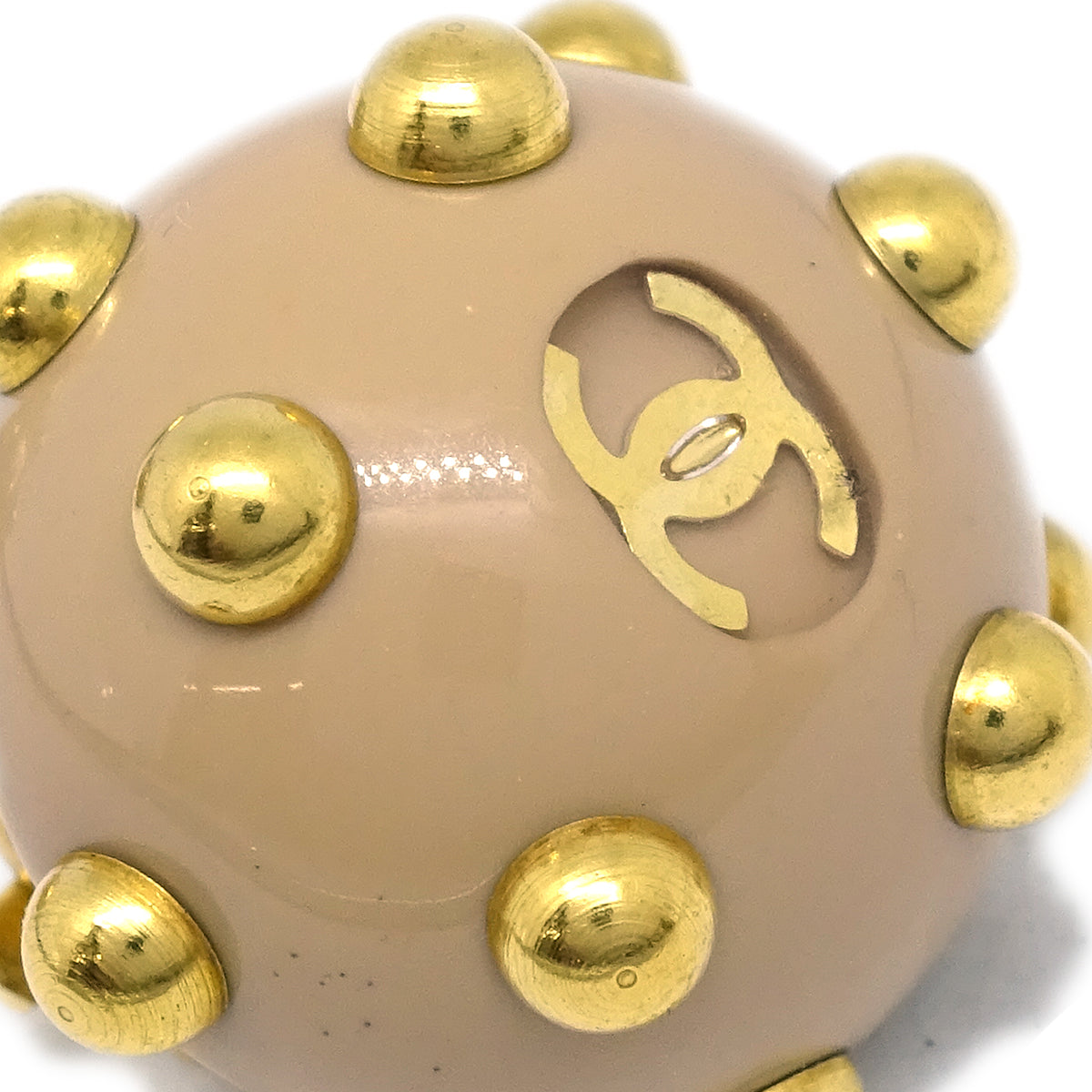 Luxury Chanel Studs Button Earrings Beige Clip-On 00A