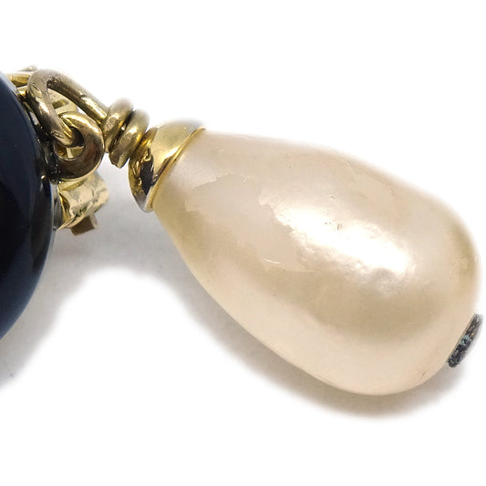 Luxury Chanel Artificial Pearl Dangle Earrings Clip-On Gold 94A