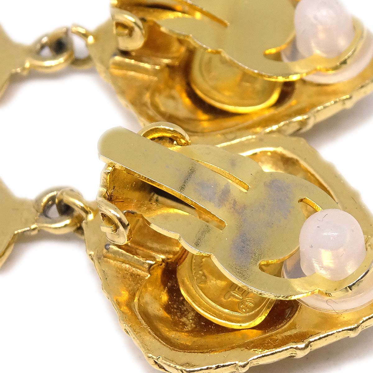 Luxury Chanel Mademoiselle Dangle Earrings Clip-On Gold
