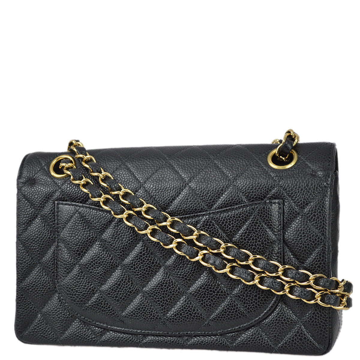 Luxury Chanel 2001-2003 Black Caviar Small Classic Double Flap Shoulder Bag