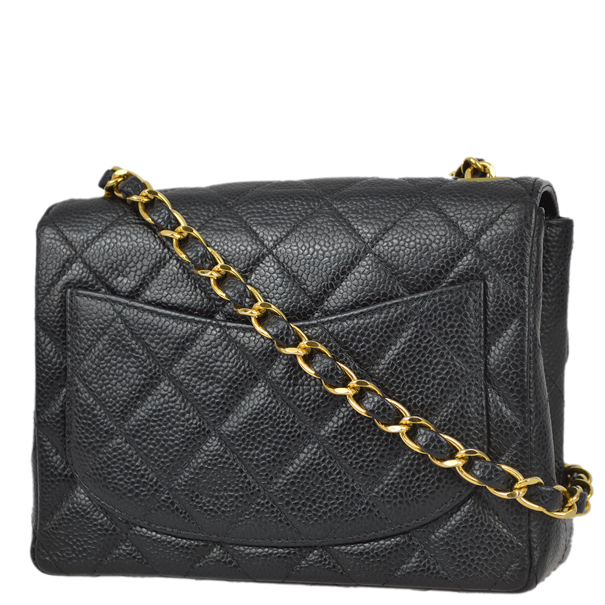 Luxury Chanel 2000-2001 Black Caviar Mini Classic Square Flap Shoulder Bag 17