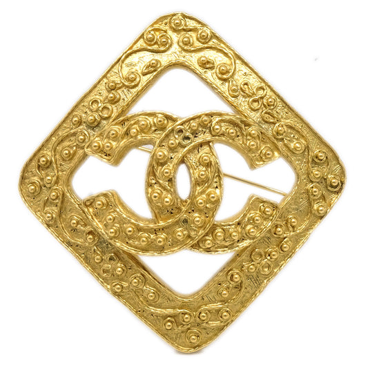 Luxury Chanel Rhombus Brooch Pin Gold 94A