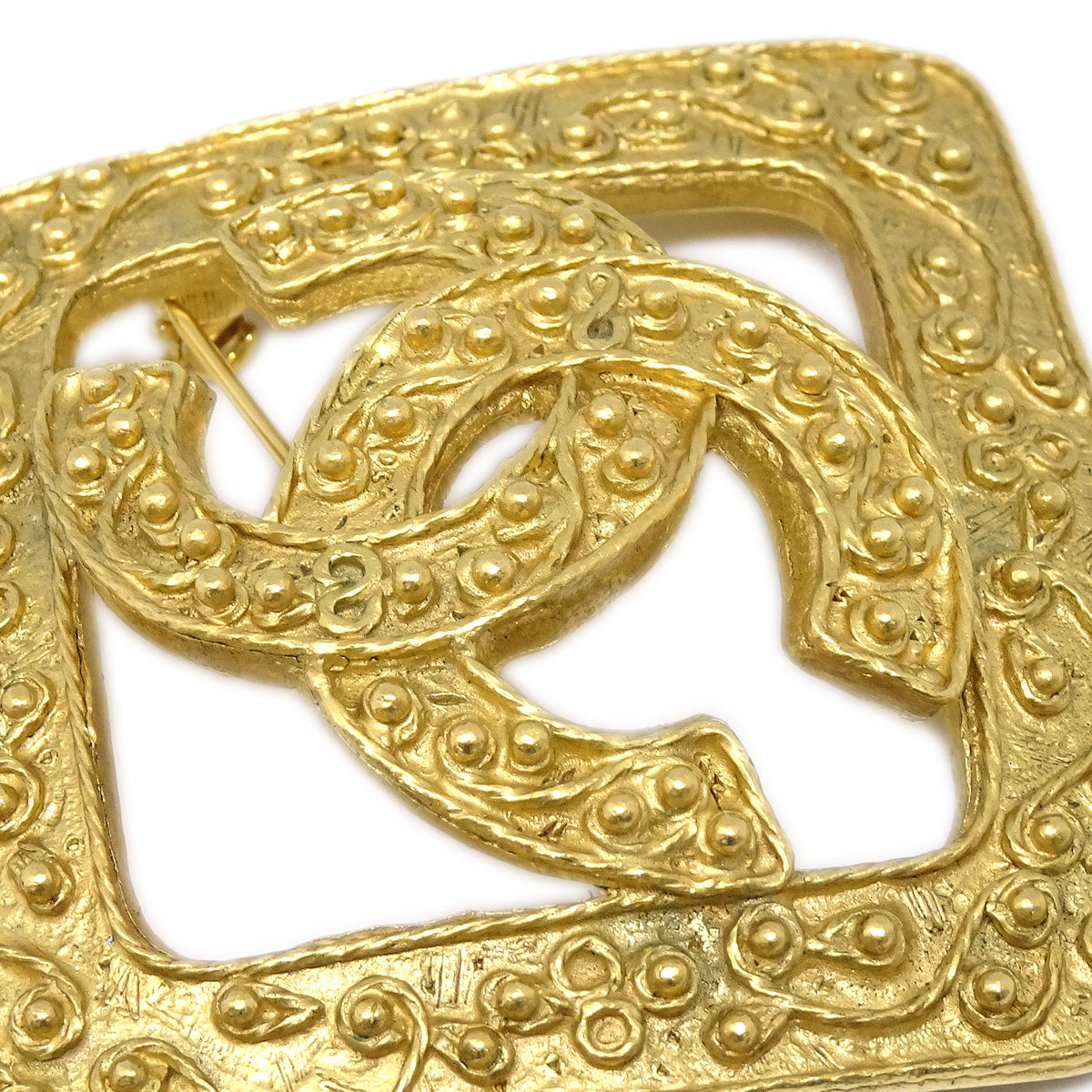 Luxury Chanel Rhombus Brooch Pin Gold 94A