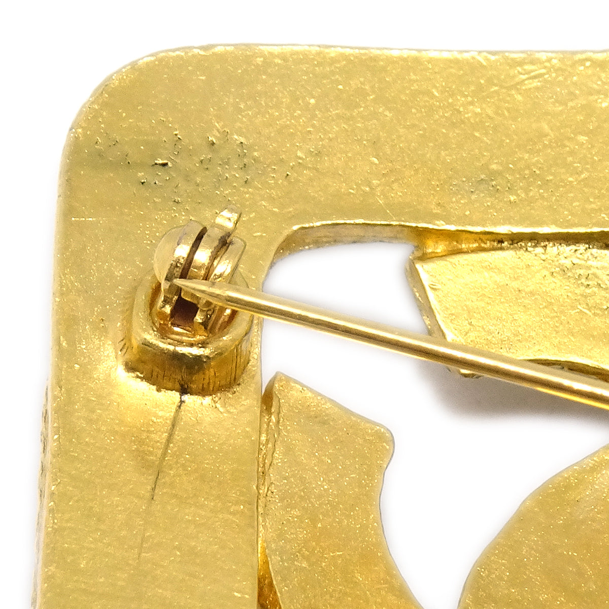 Luxury Chanel Rhombus Brooch Pin Gold 94A
