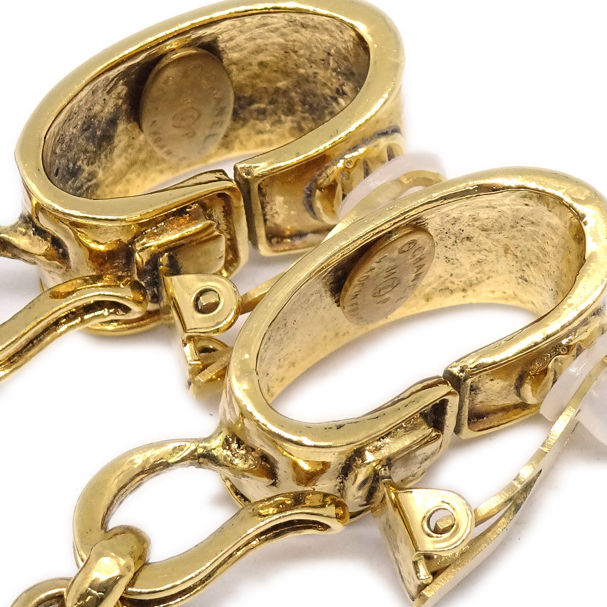 Luxury Chanel Dangle Earrings Clip-On Brown 94P