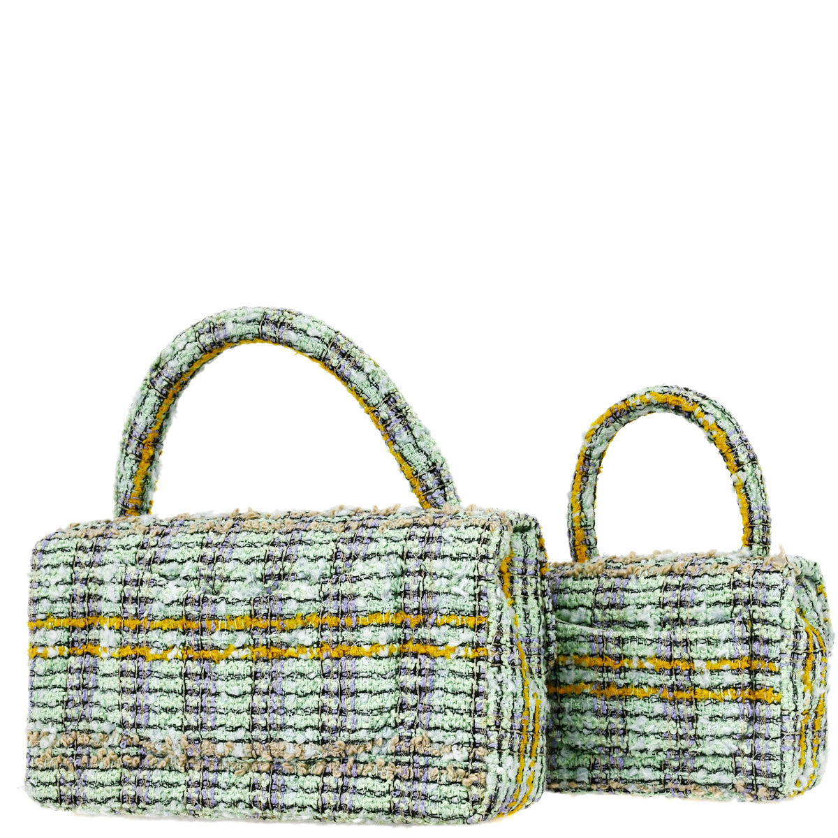 Luxury Chanel * 1991-1994 Light Blue Tweed Classic Flap Handbag Set