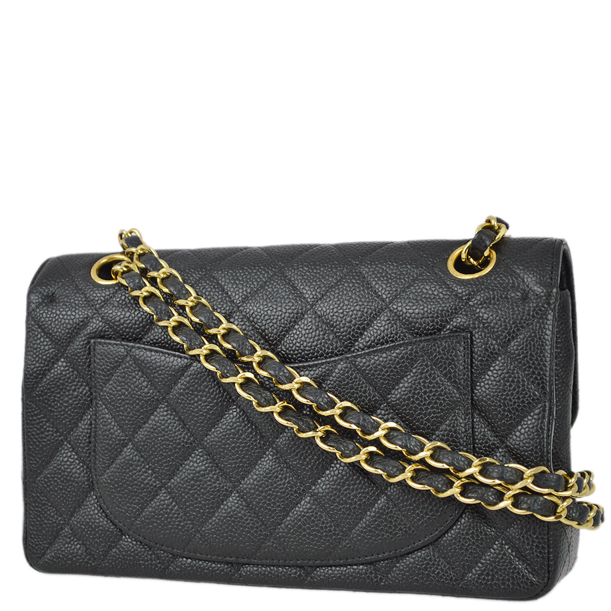 Luxury Chanel 2000-2001 Black Caviar Small Classic Double Flap Shoulder Bag