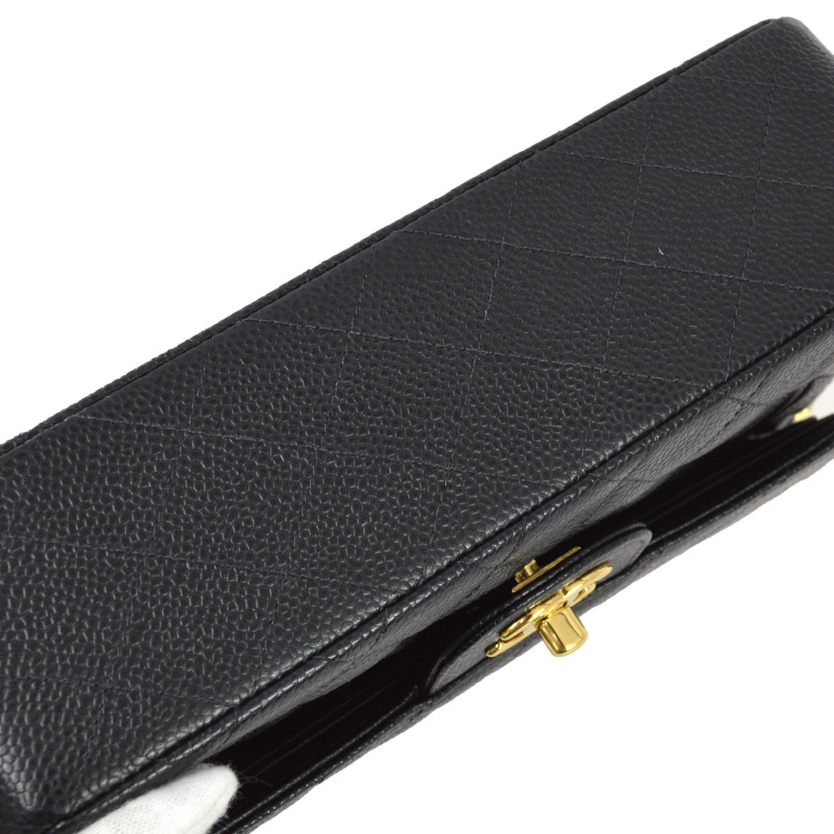 Luxury Chanel 2001-2003 Black Caviar Small Classic Double Flap Shoulder Bag