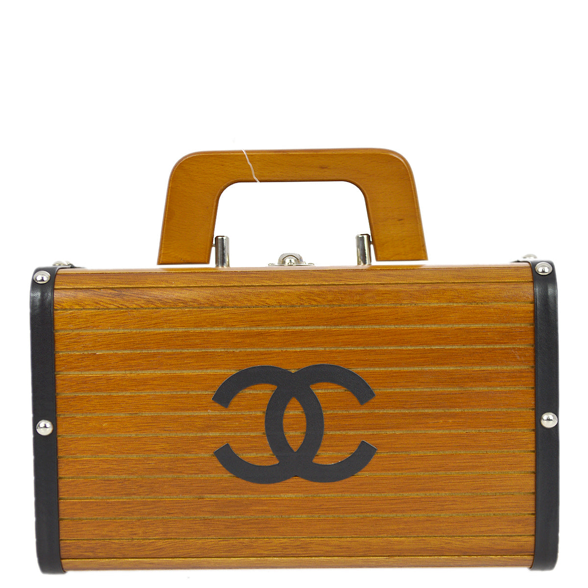 Luxury Chanel 1994-1996 Brown Wooden Vanity Handbag Box