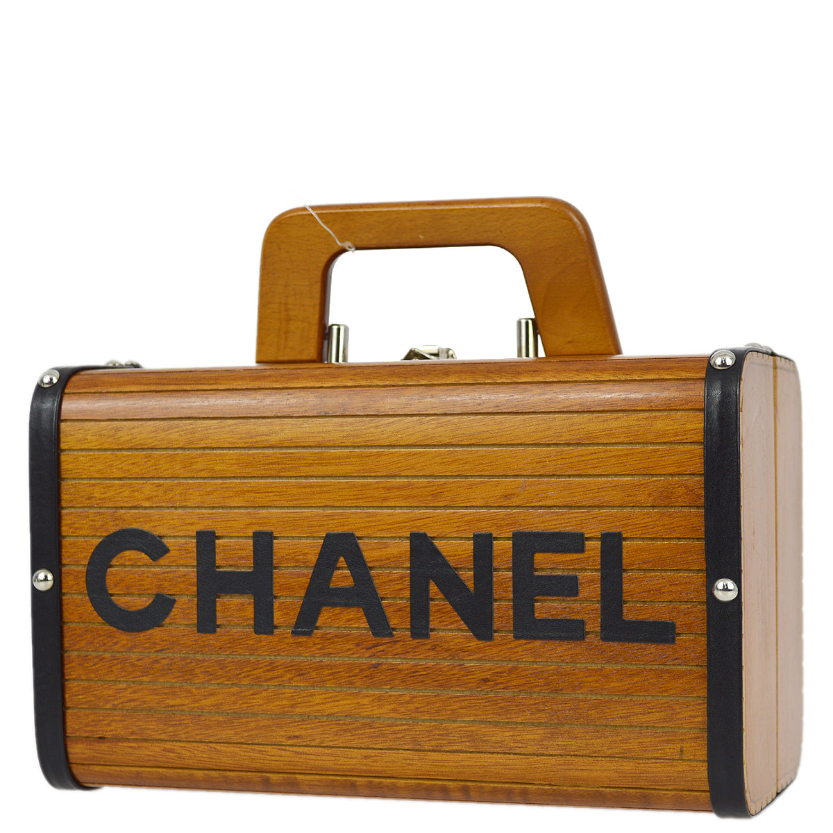 Luxury Chanel 1994-1996 Brown Wooden Vanity Handbag Box